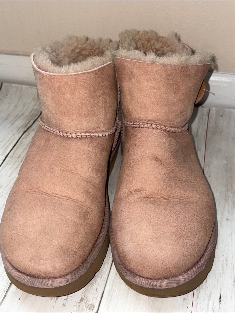UGG Pink Suede Shearling Ankle Boots pre owned - Picture 6 of 8